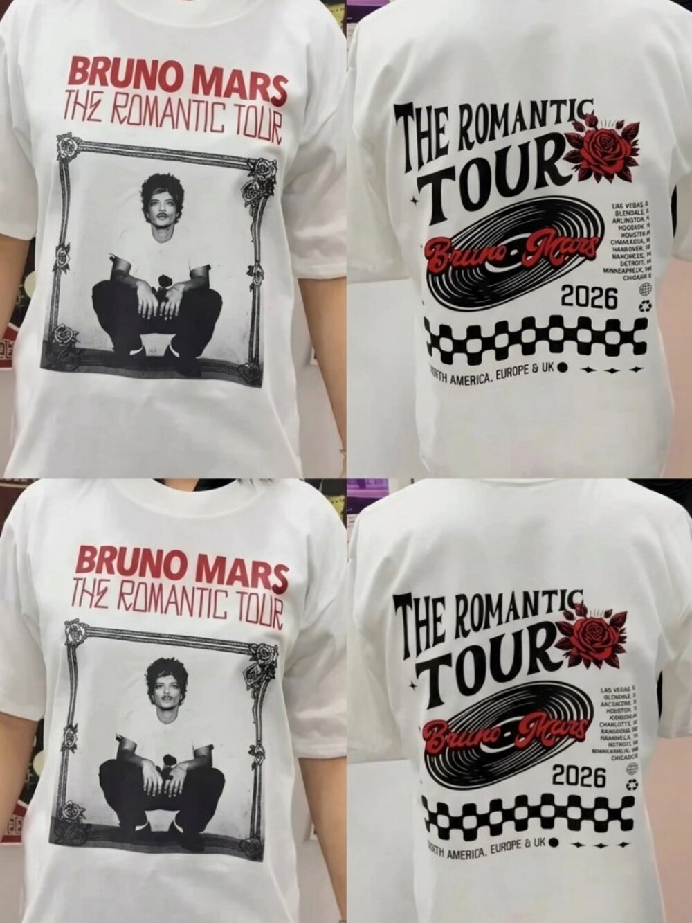 Bruno Mars The Romantic Tour 2026 Vintage Concert Tee Y2K Streetwear